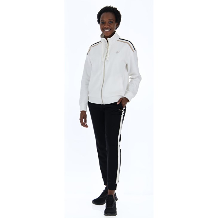 Women Lotto Dehia W V RIB FL Tracksuits White / Black | IO883828M4