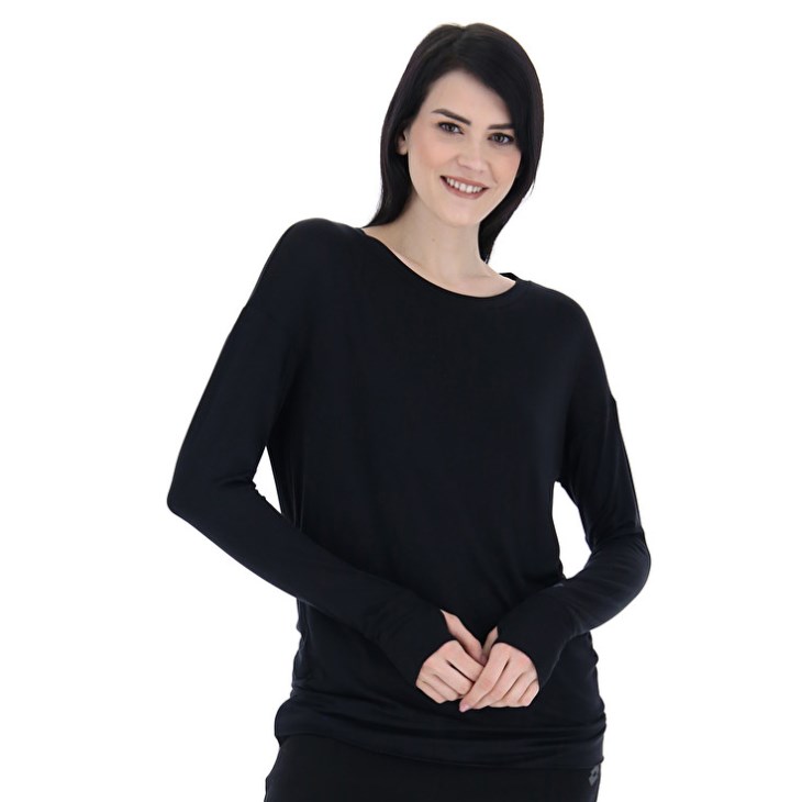 Women Lotto Dinamico W V LS VI T Shirts Black | HV515251A5