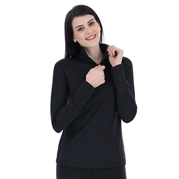 Women Lotto MSP W Sports Zip Hz Sweatshirt Black | EX432793Y8