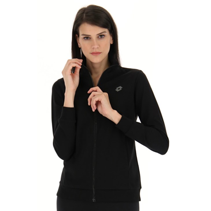 Women Lotto Msc W Zip FZ Sweatshirt Black | XA915851U1