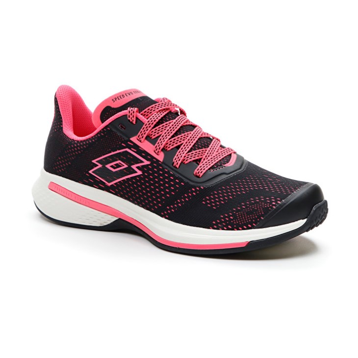 Women Lotto Speedevo 100 W Running Shoes Black / Coral | UO827352T6