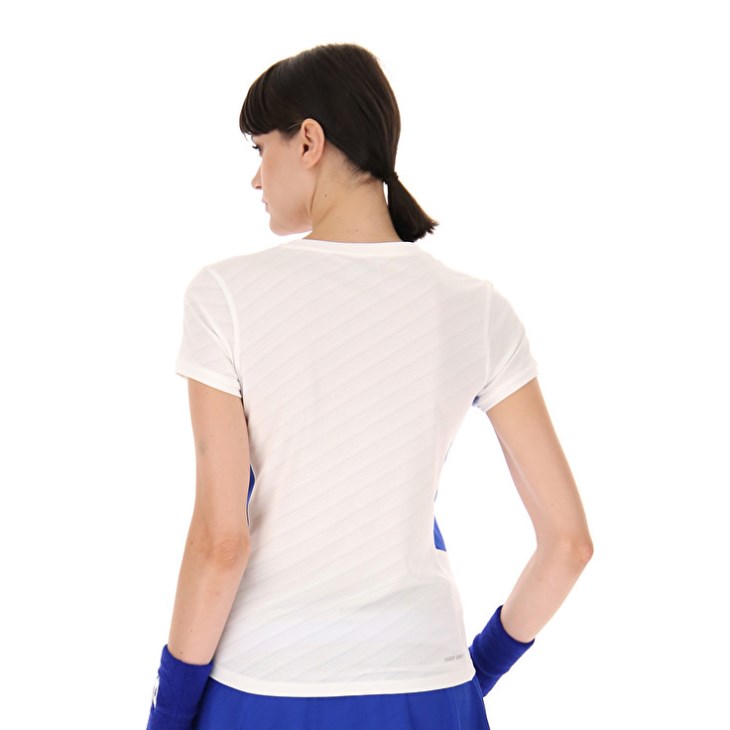 Women Lotto Tech W I D2 T Shirts White / Royal Blue | DX652365E2