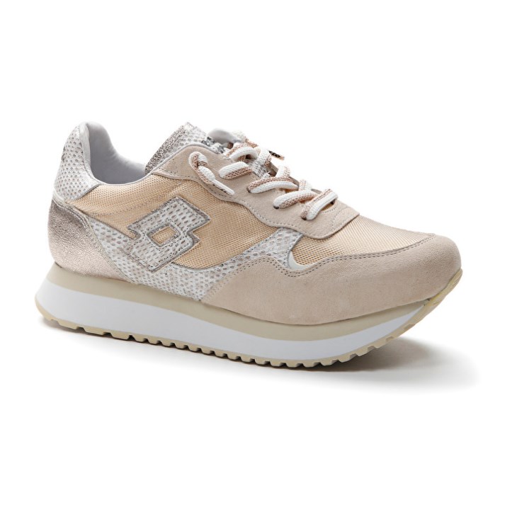 Women Lotto Tokyo Wedge II Shiny W Sneakers White / Gold | AR382188O7