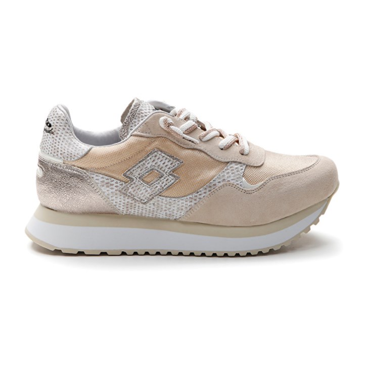 Women Lotto Tokyo Wedge II Shiny W Sneakers White / Gold | AR382188O7